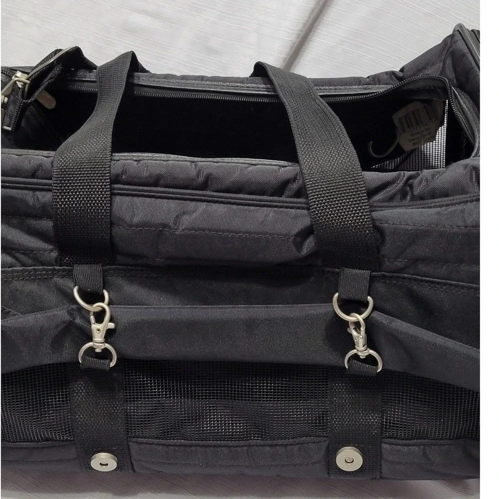 Pet Carrier Sherpa Ultimate On-the-Go Rolling Black Mesh Quilted Small Dog Cat